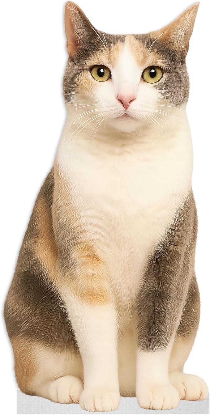 Cat - Grey Orange Life Size Standee - 2FT Freestanding Coroplast Cutouts | Pets Animal Standup Photo Booths, Birthday & Halloween Decorations