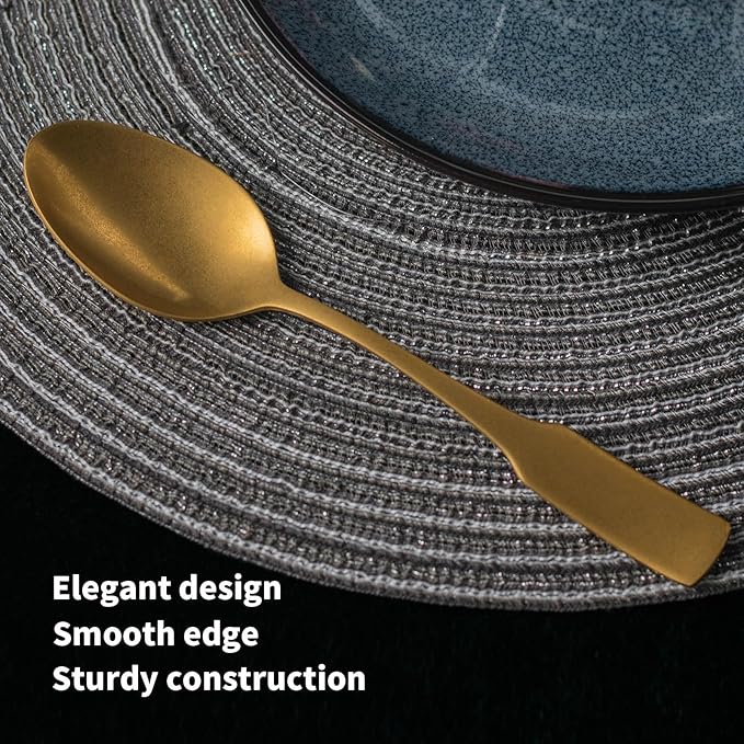 Alata Kate Gold Tumbled 20-Piece Silverware Set,Service for 4,Stainless Steel Flatware Set,Tumbled Cutlery Set,Dishwasher Safe