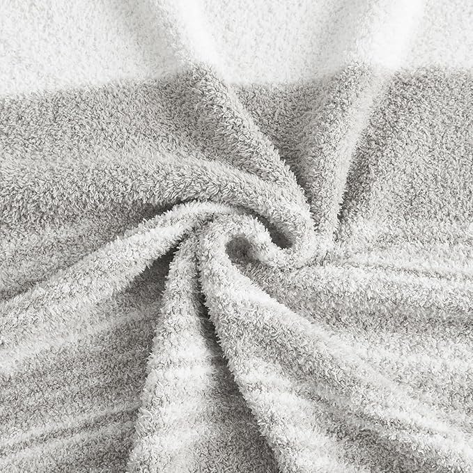 WRENGONGE Light Grey Throw Blanket, 50x70 Soft Cozy Striped Throw Blankets for Couch, Sofa, Bed, Travel, Lightweight Fluffy Warm Plush Decorative Blankets for Women, Men,Kids Gift