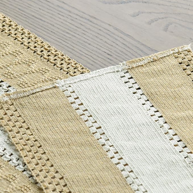 Artoid Mode Burlap Brown Farmhouse Rustic Table Runner, Seasonal Hollow Kitchen Dining Table Decoration for Home Party Decor 12x90 Inch