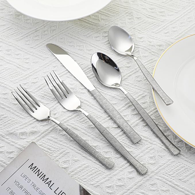 40-Piece Silverware Set Stainless Steel Flatware Set for 8,Dinner Knives Forks and Spoons Silverware Set Cutlery Utensil Set for Home,Kitchen,Restaurant,Hotel