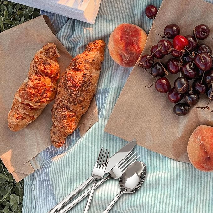 18/10 20-Piece Silverware Set, Hexagonal Flatware Set Stainless Steel, Modern Cutlery Set, Service for 4, Mirror Finish Dishwasher Safe