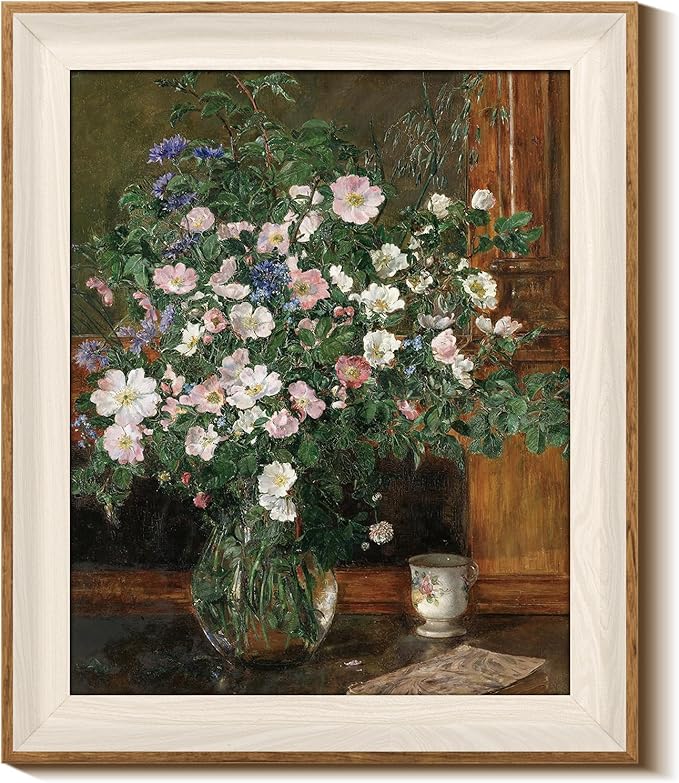 InSimSea Framed Canvas Wall Art, Flowers Wall Art for Living Room & Bathroom - Vintage Oil Painting, Print Home Decor - Wild Flowers (10"x12")