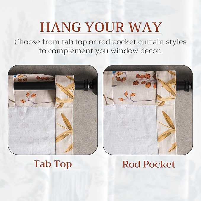 Maison d' Hermine Hokuzai 100% Cotton Curtain One Panel for Living Rooms Bedrooms Offices Tailored with a Rod Pocket and Loop for Easy Hanging (Beige, 50 Inch by 96 Inch).