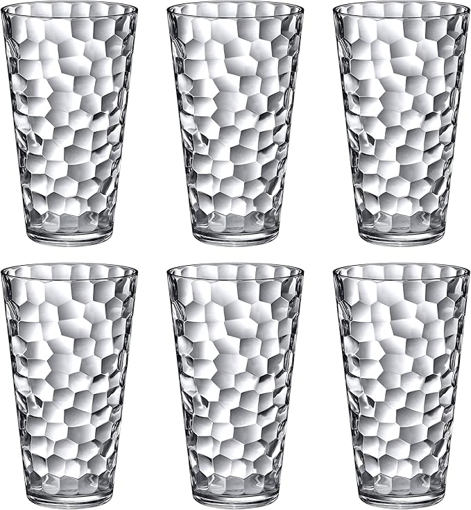 Amazing Abby - Iceberg - 30-Ounce Plastic Tumblers (Set of 6), Plastic Drinking Glasses, All-Clear Reusable Plastic Cups, Stackable, BPA-Free, Shatter-Proof, Dishwasher-Safe