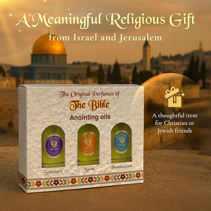 Anointing Oil for Prayer 3 Bottles Set 10ml/0.34oz Each Bottle - The Original Perfumes of The Bible - Frankincense, Myrrh and Spikenard Made in The Holy Land - by Ein Gedi