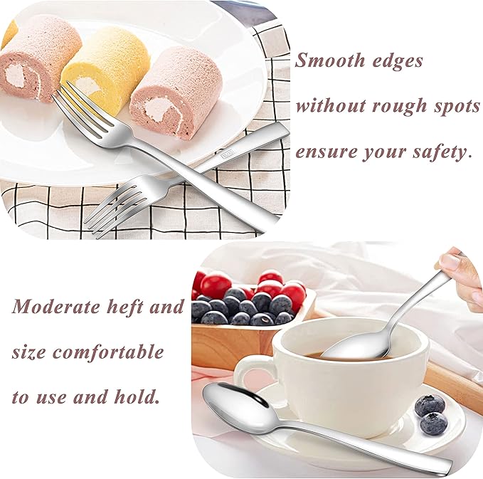 Herogo 18/10 Stainless Steel Silverware Set, 20-Piece Fancy Flatware Cutlery Set for 4, Modern Eating Utensils Tableware for Home Restaurant Wedding, Mirror Polished, Dishwasher Safe