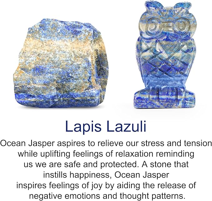 2" Lapis Lazuli Crystal Owl Figurine Gem Stone Owls Statue Animals Carving Owl Gifts for Home Office Decor
