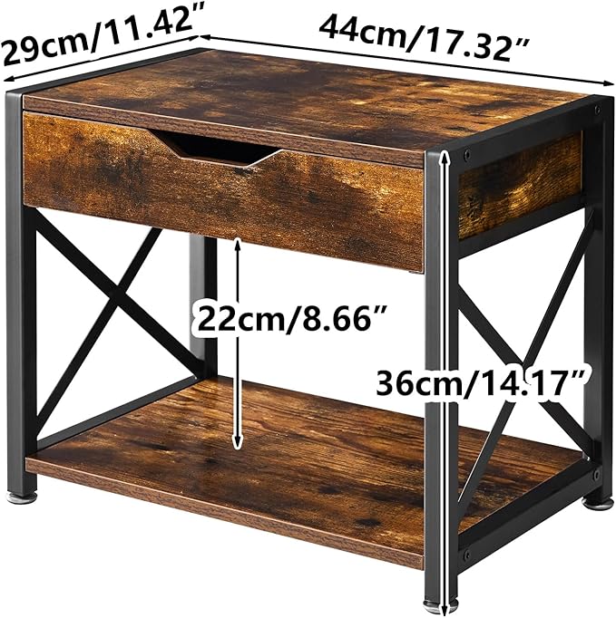 IBUYKE 2 Tier Desktop Printer Stand,Multi-Purpose Desk Organizer,Wooden Printer Stand with Drawer Storage for Folders,Books,for Fax Machine, Scanner,Home Office,Rustic Brown TLJ012H