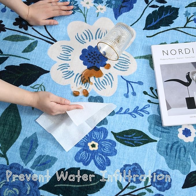 Rugcomf Runner Rug for Hallways Kitchen Rug Non Slip 2'x 6' Washable Runner Rugs with Rubber Backing Soft Floral Carpet Runner for Hallways, Kitchen, Laundry, Bedroom, Bathroom(Blue)