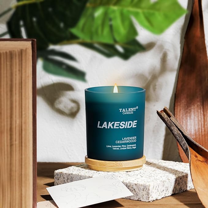 Candles for Home Scented, Natural Soy Wax, Scented Candle Stress Relief and Relaxation, Lavender Cedarwood, Medium Jar, Ideal for Home and Bedroom Decor