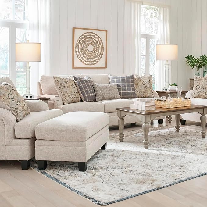 28.5" Tall Farmhouse Table Lamps Set of 2 for Living Room, 3-Way Dimmable Touch Lamps with USB C+A Ports & AC Outlet, Bedside Nightstand Lamps with Linen Shade for Bedroom