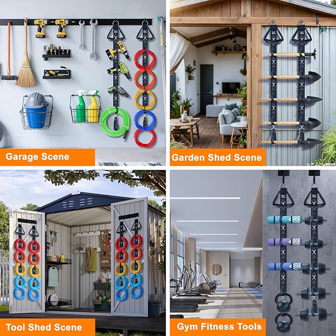Extension Cord Organizer with 5 Detachable straps, 2 PCS Extension Cord Holder, Garage Garden Storage Straps for Cable, Hose, Rope, Tool