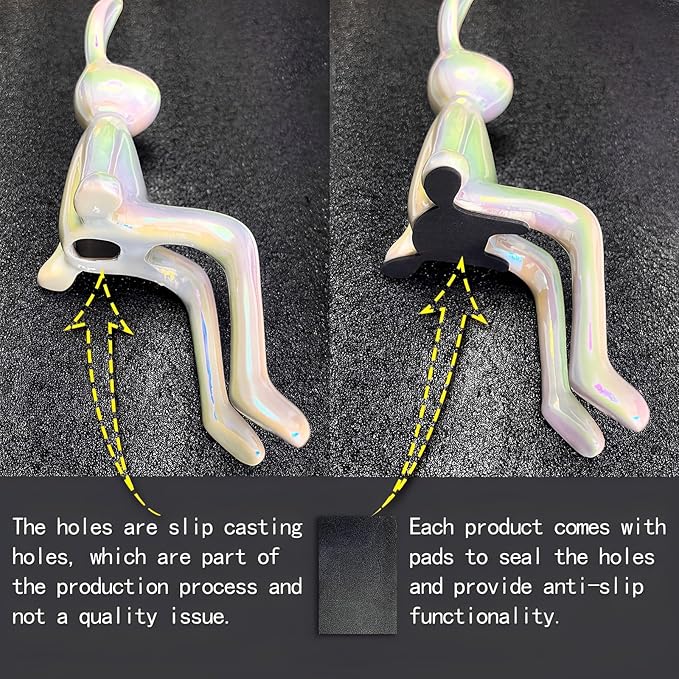 3-Piece Rabbit Decor Sculptures - Home, Office, Living Room, Bedroom - Accents, Decorations, Figurines - Small Statues for Bookshelf, Desk - Ideal Gifts (Gold, Silver, White)