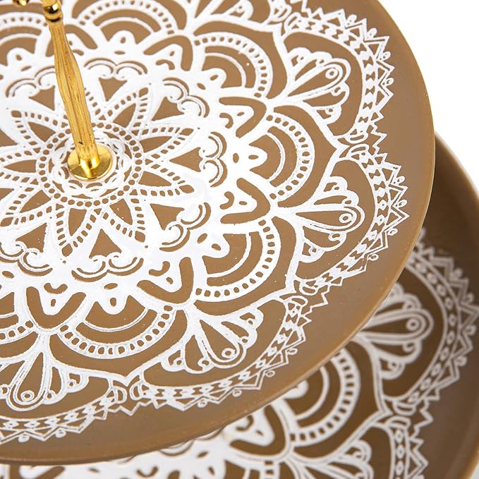 Rustic Round Wood Decorative Coffee Table Tray Farmhouse Decor with Wood Texture Boho Ottoman Serving Tray for Kitchen Counter Home (Grey)