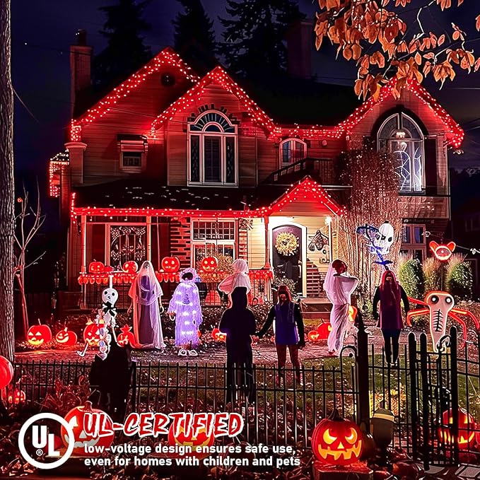 JMEXSUSS 150 LED Red Halloween Lights Indoor Outdoor Waterproof, Connectable 59 Ft Red String Lights Plug in, 8 Modes Christmas Light for Bedroom Patio Party Halloween Decor