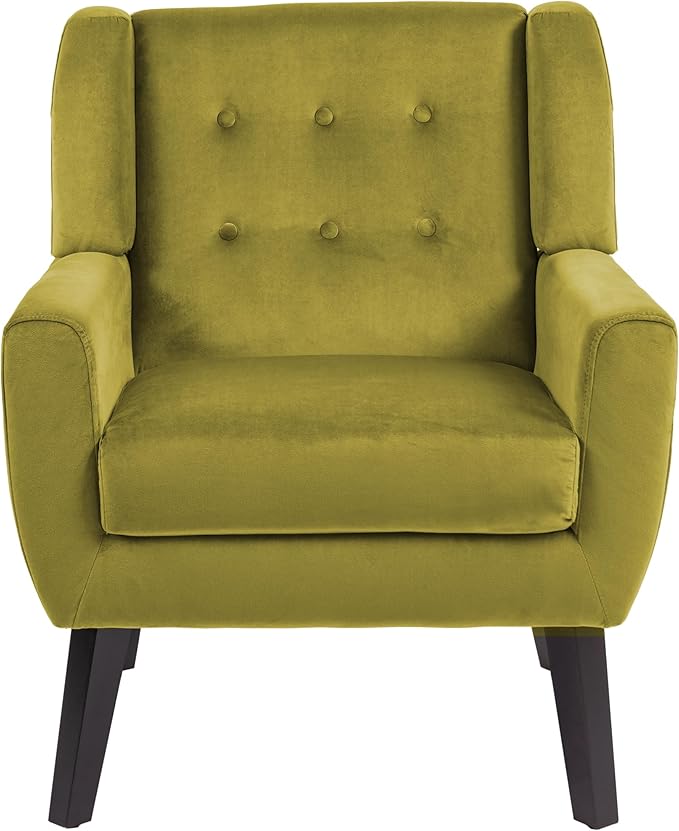 UIXE Accent Chairs Set of 2, Velvet Upholstered Armchair for Living Room, Modern Club Arm Chairs Comfy Single Sofa Button Tufted Bedroom Reading Seat - Green