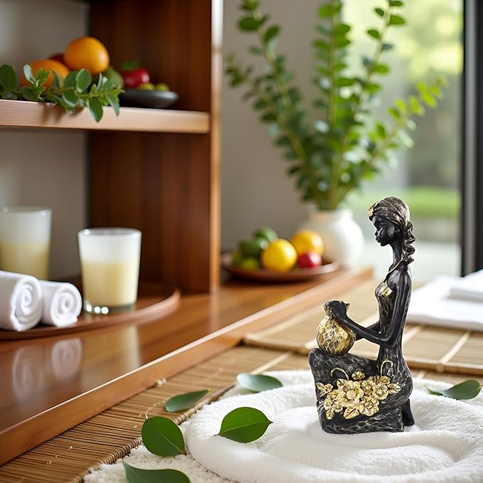 African Lady Statue with African Tribal Totem for Wedding, Church, Festival Decoration - African Decorative Female Statue for Home and Display case Decoration