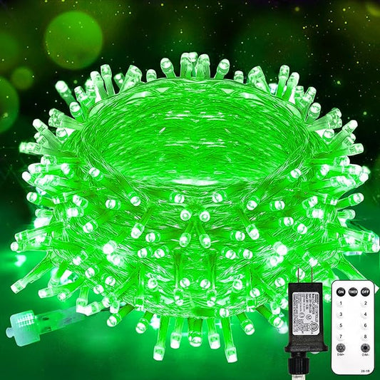 suddus Green Halloween Lights Outdoor with Remote, 66ft 200 LED Connectable Waterproof String Lights Plug in, Dimmable Clear Wire Fairy Lights for Chirstmas, Party, Tree, Garden, Porch Decorations