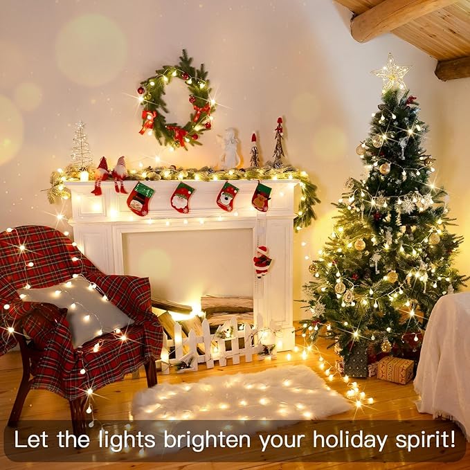 suddus Globe String Lights Bedroom, 100 Led Fairy Lights Plug in, Indoor String Lights for Christmas, Classroom, Backyard, Patio, Garden, Party, Wall, Living Room, Warm White
