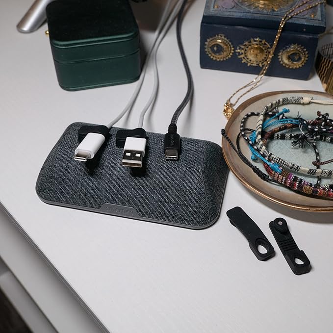 Smartish® Magnetic Cord Holder - Bigger Cable Wrangler Organizer with Magnet Clips for Charger Management on Desktop, Nightstand, or Side Table - Holds 6+ Cables - No. 2 Pencil Gray