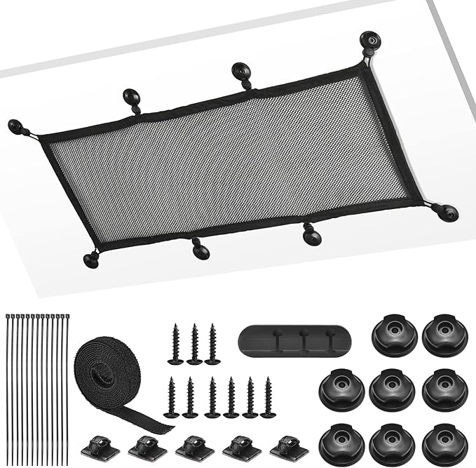 Cable Management Net Under Desk Kit, ZZM Privacy Mesh Cable Manager Flexible Under Desk Wire Net Large Capacity Cord Organizer Net for Office,Standing Desk, Home, 26 X 10 Inches