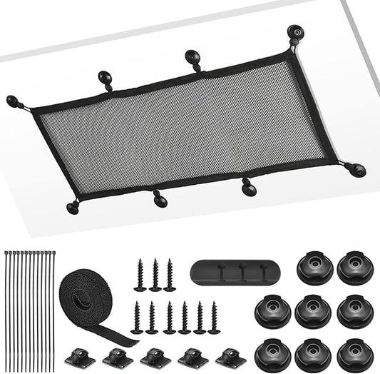 Cable Management Net Under Desk Kit, ZZM Privacy Mesh Cable Manager Flexible Under Desk Wire Net Large Capacity Cord Organizer Net for Office,Standing Desk, Home, 26 X 10 Inches