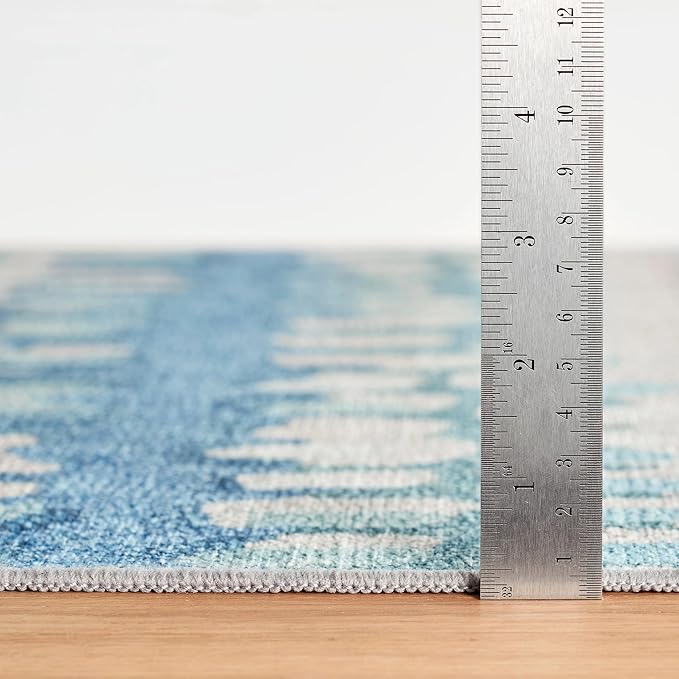 Dash & Albert Paint Chip Multi Machine Washable Rug, 8.5 X 11.5 Feet, Blue/Green Geometric Pattern