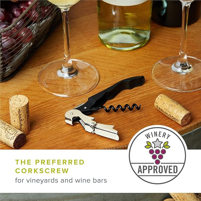 True Brands TrueTap Double Hinged Waiters Corkscrew, Top-notch Stainless Steel Opener with Foil Cutter Built to Last Wine Key Metallic Red, Set of 1 (Pack of 2)