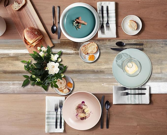 Emvency Farmhouse Table Runner, Abstract White and Brown Art Painting for Kitchen Coffee Table Family Dinners Holiday Parties Wedding Events Decor(13x72 inch)