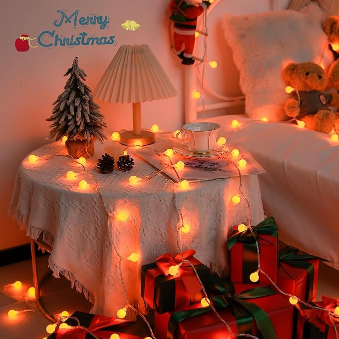 JMEXSUSS Orange String Lights Indoor, Connectable 100 LED Globe String Lights Plug in with Remote, 33ft 8 Modes Orange Halloween Lights Outdoor for Bedroom Thanksgiving Party Halloween Decor