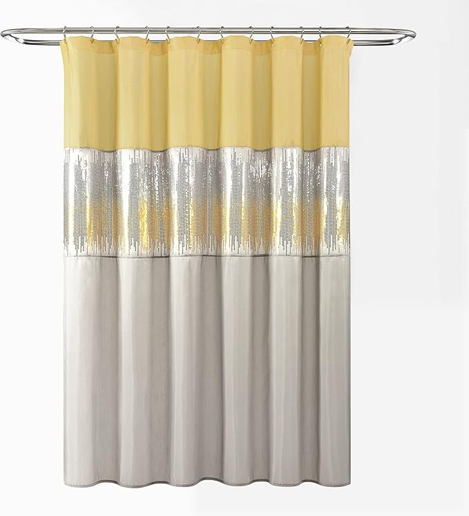 Lush Decor Night Sky Shower Curtain, 72" x 72", Yellow & Gray