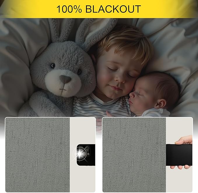 Linen Textured Black Out Blinds for Window 45 Inch Length 2 Panel Modern Farmhouse Kitchen Curtain Small Blackout Short Half Curtain for Nursery Bedroom Winter Thermal Blocking Charcoal Dark Grey Gray