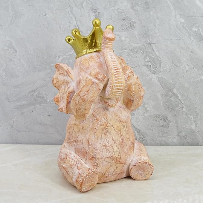 8-inch Resin Cartoon Three Hear-No, See-No, Speak-No Evil Stacked Elephants Collectible Statue Wood Grain Elephant Gift for Women, Boho Decor for Living Room