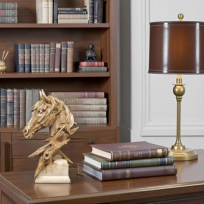 16" Animal Horses Head Bust Table Sculpture Retro Resin Home Decor Statue for Bedroom,Living Room,Dining Desk,Bookshelf,Office,Study and Coffee Tables（Brown）