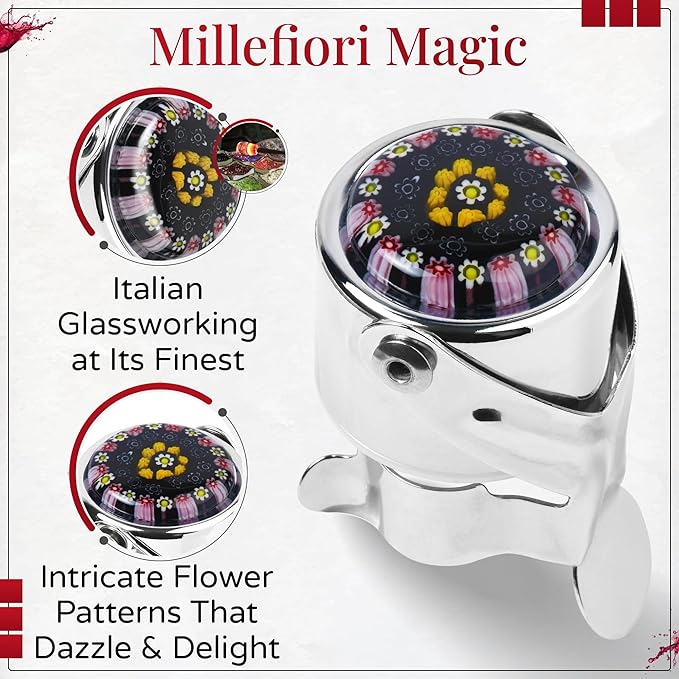 Wine Stopper & Champagne Stopper All In One - Patented Seal, Preserves Bubbles & Taste for Prosecco, Cava, and Wine – 1 Pro Grade Evan James Bottle Stopper With Hanging Gift Box