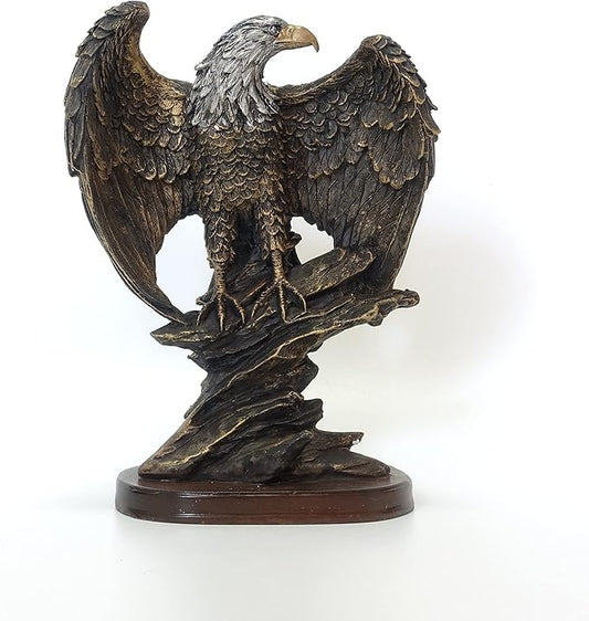 Eagle Statue Decorative, Bald Eagle Figurines Statues for Home Decor Bronze Resin Ornaments for Sculpture.