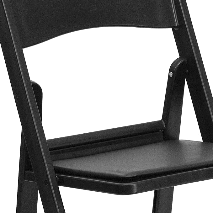 EMMA + OLIVER Folding Chair - Black Resin – 2 Pack 800LB Weight Capacity Comfortable Event Chair - Light Weight Folding Chair
