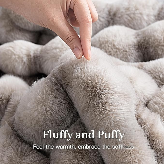 NEXHOME PRO Faux Fur Twin Blanket, Ultra Soft Cozy Warm Fuzzy Fluffy Plush Reversible Blanket for Couch, Sofa, Bed, Home Decor Gift, Tie-dye Grey 6080