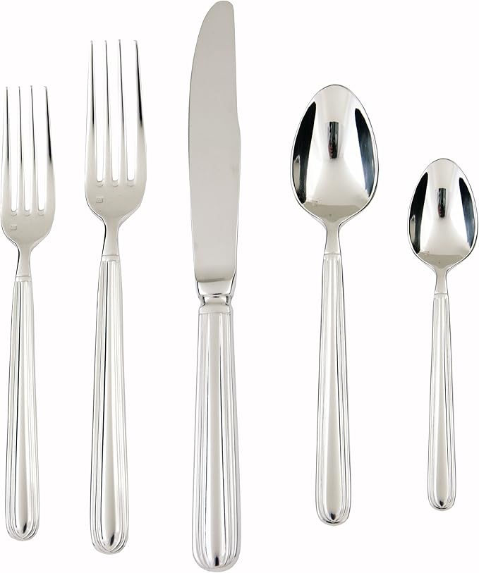 Fortessa Metropolitan 18/10 Stainless Steel Flatware, 5 Piece Place Setting, Service for 1