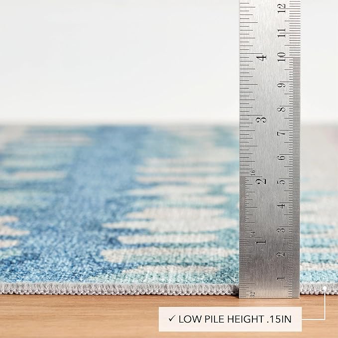 Dash and Albert Paint Chip Machine Washable Area Rug - 2' x 3' Blue - Geometric Accent Rug - Anti-Slip Backing, Lightweight, Machine Washable, High Traffic Areas Kitchen, Mudroom, Laundry Room