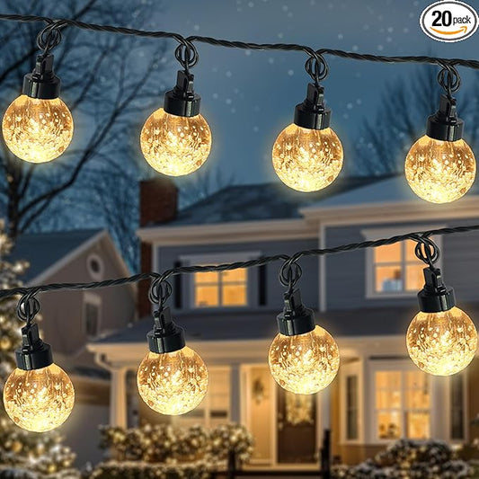 AWQ 20 LED 41FT Globe Ball String Lights, G40 Crystal Bubble Ball Fairy String Lights Plug in with 11 Modes, Timer & Memory Function Extendable for Indoor Outdoor Christmas Home Decor (20)