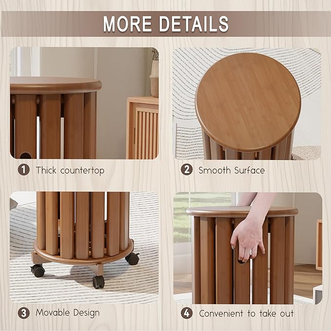 4-Pack Stackable Stools with Wheels | 18 Inch Nesting Side Tables for Living Room| Stackable Coffee Table, Firm and Sturdy| No Tools Assembly |Side Coffee Tables for Easy Storage