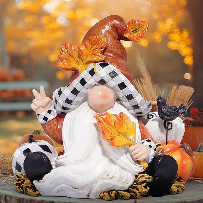 Hodao Thanksgiving Pumpkin Gnome Decoration Handmade Swedish Tomte Gnomes Elf for Fall Day Decor Gifts - Fall Thanksgiving Party Home Gnomes Decor - Autumn Gifts