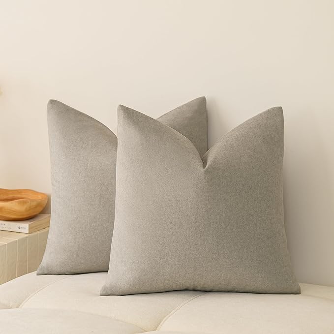 a moment Pack of 2 Light Grey Stain-Resistant Throw Pillow Covers Pet-Friendly Pillowcases Cushion Covers for Sofa Couch Bed Outdoor Waterproof 20x20 Inch