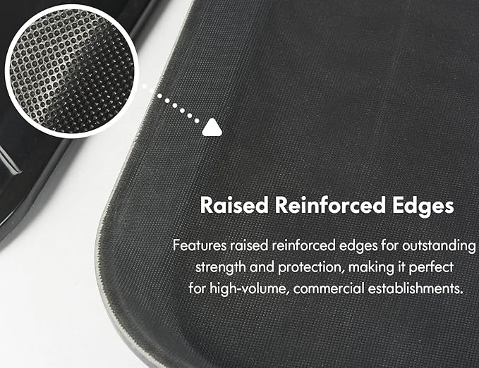 CURTA 2-Pack Restaurant Grade Non-Slip Tray, NSF, 22 Inch x 16 Inch, Plastic Rubber Lined Rectangular Serving Tray, Black