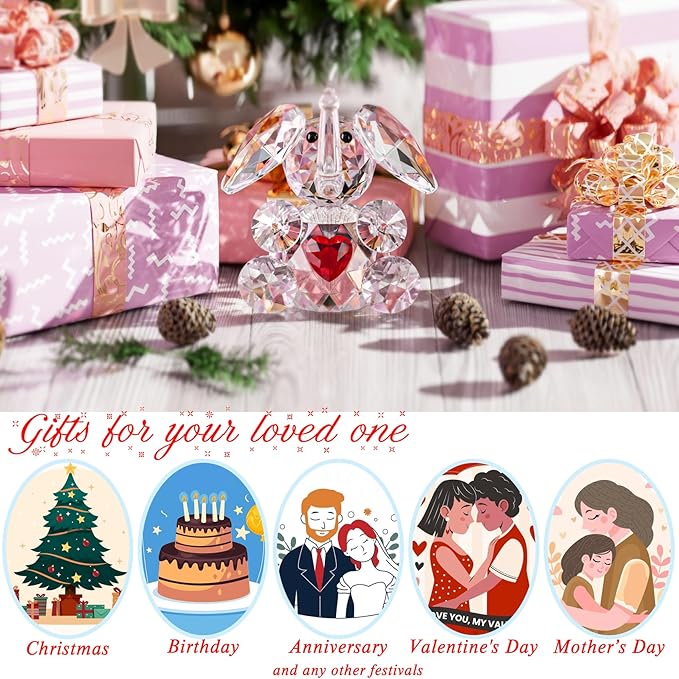 YWHL Cute Crystal Elephant Gifts for Women, Handmade White Elephant Gift Ideas, Small Drunk Animal Decor, Figurine Collection for Home Decoration