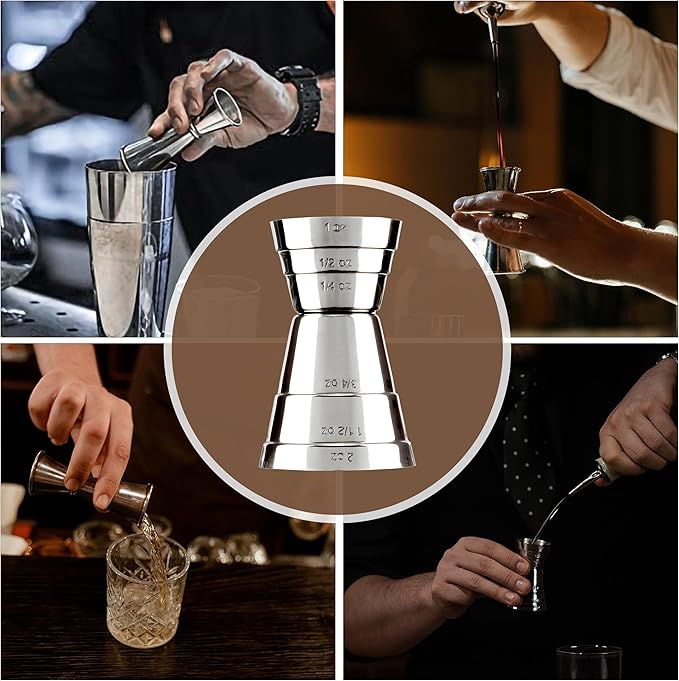 Premium Stainless Steel Jigger – US Standard Double-Sided Cocktail Measuring Tool for Precise Drink Mixing, Durable Bar Accessory 2 Oz. Capacity