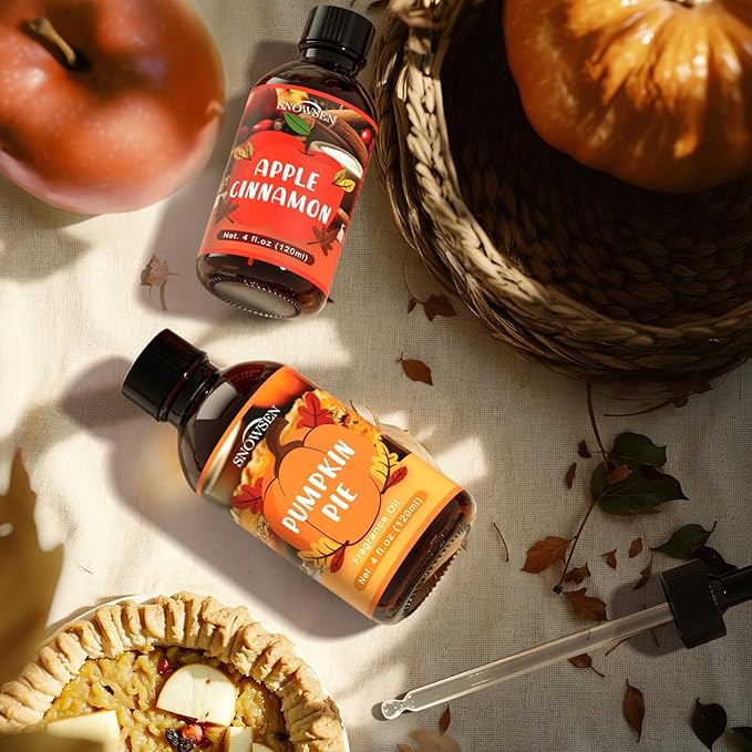 Apple Cinnamon Essential Oil 4 Fl Oz, Autumn Fragrance Oil, Undiluted Apple Cinnamon Oil for Diffuser, Humidifier,Home Care,House Cleaning, Spray,Soap Making,Candle Making, Long Lasting Scents