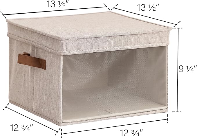 StorageWorks Storage Bins with Lid and Clear Window, Fabric Storage Boxes with Lids, Stackable Basket for Shelves, Closet Organizer and Storage Bins, Brown and Beige, Large, 4-Pack